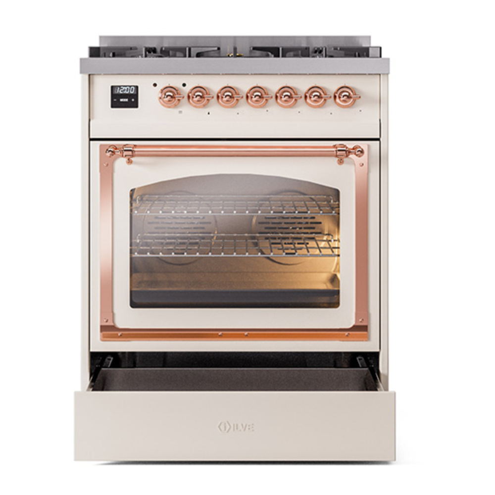 ILVE_UN30NMPAWPLP_Nostalgie_II_30"_Dual_Fuel_Range_drawer_opened