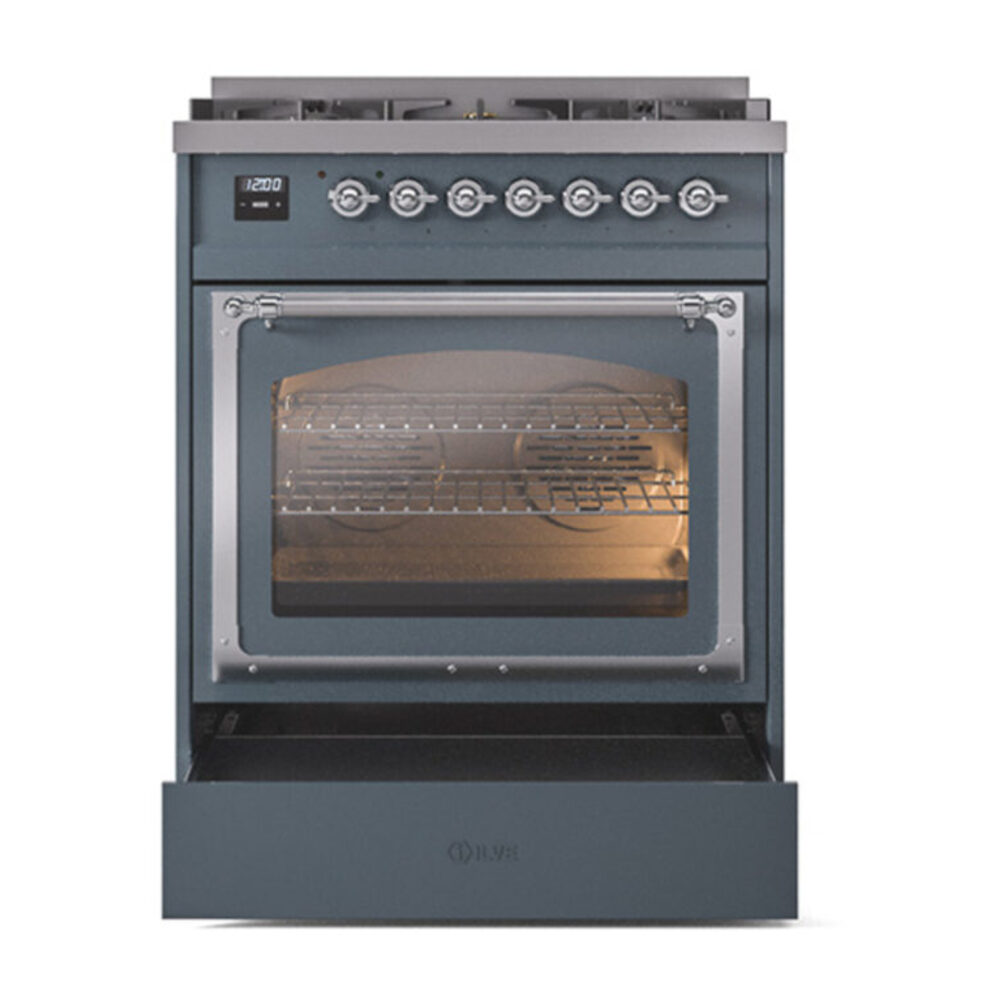 ILVE_UN30NMPBGC_Nostalgie_II_30"_Dual_Fuel_Range_drawer_opened