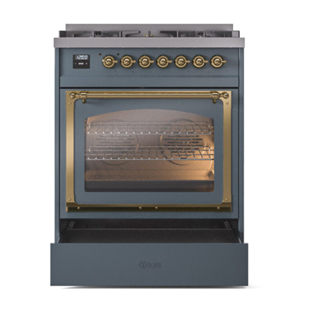 ILVE_UN30NMPBGG_Nostalgie_II_30"_Dual_Fuel_Range_drawer_opened