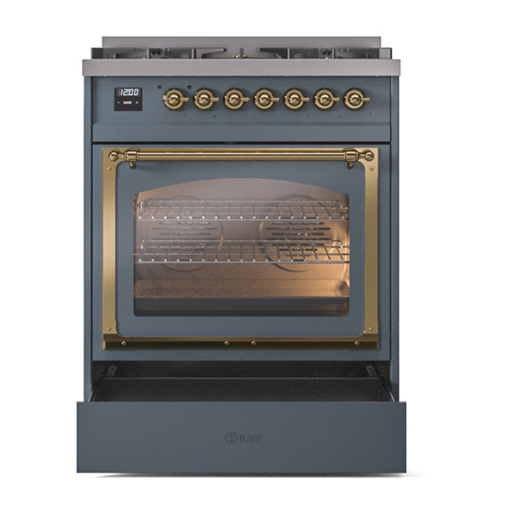 ILVE_UN30NMPBGG_Nostalgie_II_30"_Dual_Fuel_Range_drawer_opened