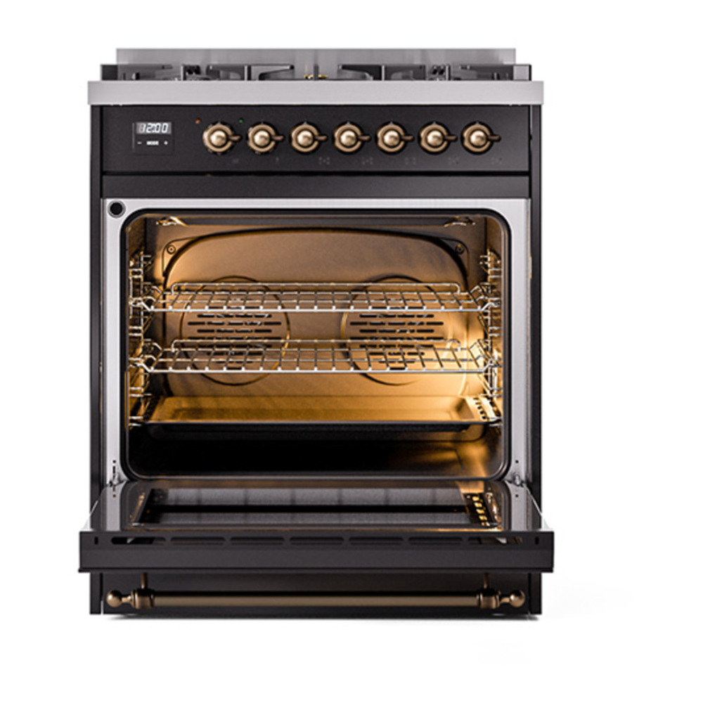 ILVE_UN30NMPBKB_Nostalgie_II_30"_Dual_Fuel_Range_oven_door_opened