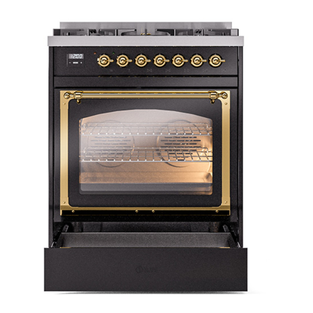 ILVE_UN30NMPBKGLP_Nostalgie_II_30"_Dual_Fuel_Range_drawer_opened