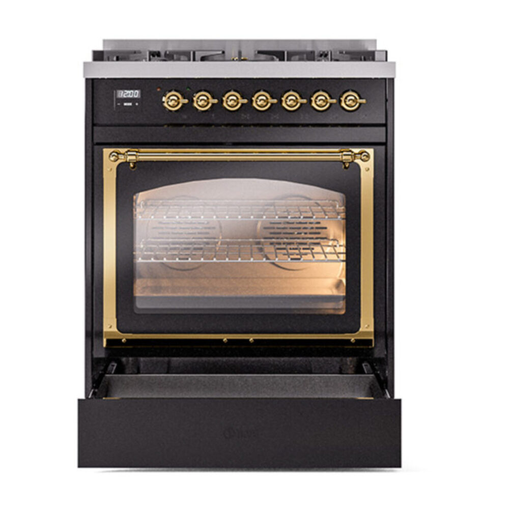 ILVE_UN30NMPBKG_Nostalgie_II_30"_Dual_Fuel_Range_drawer_opened