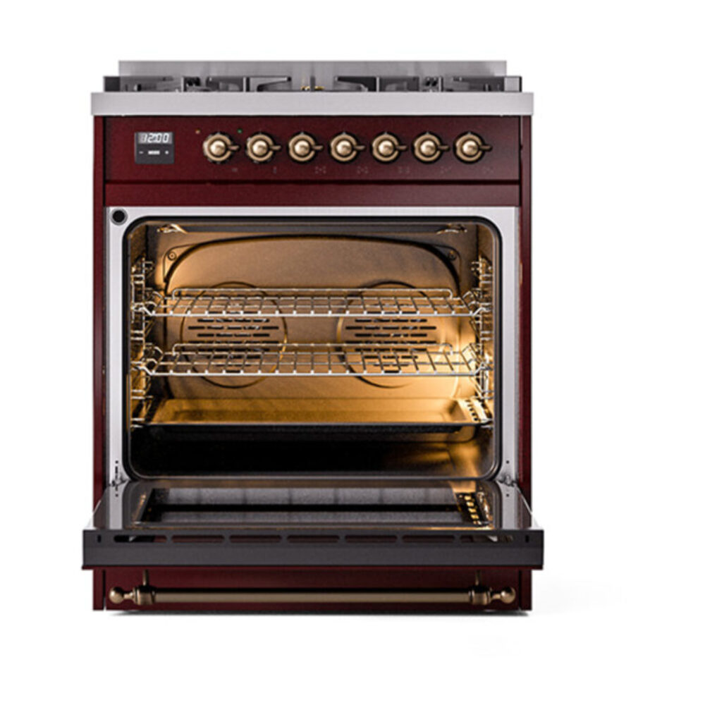 ILVE_UN30NMPBUB_Nostalgie_II_30"_Dual_Fuel_Range_oven_door_opened