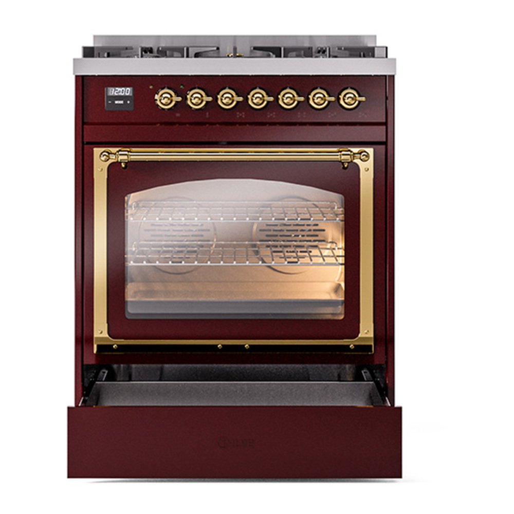ILVE_UN30NMPBUGLP_Nostalgie_II_30"_Dual_Fuel_Range_drawer_opened