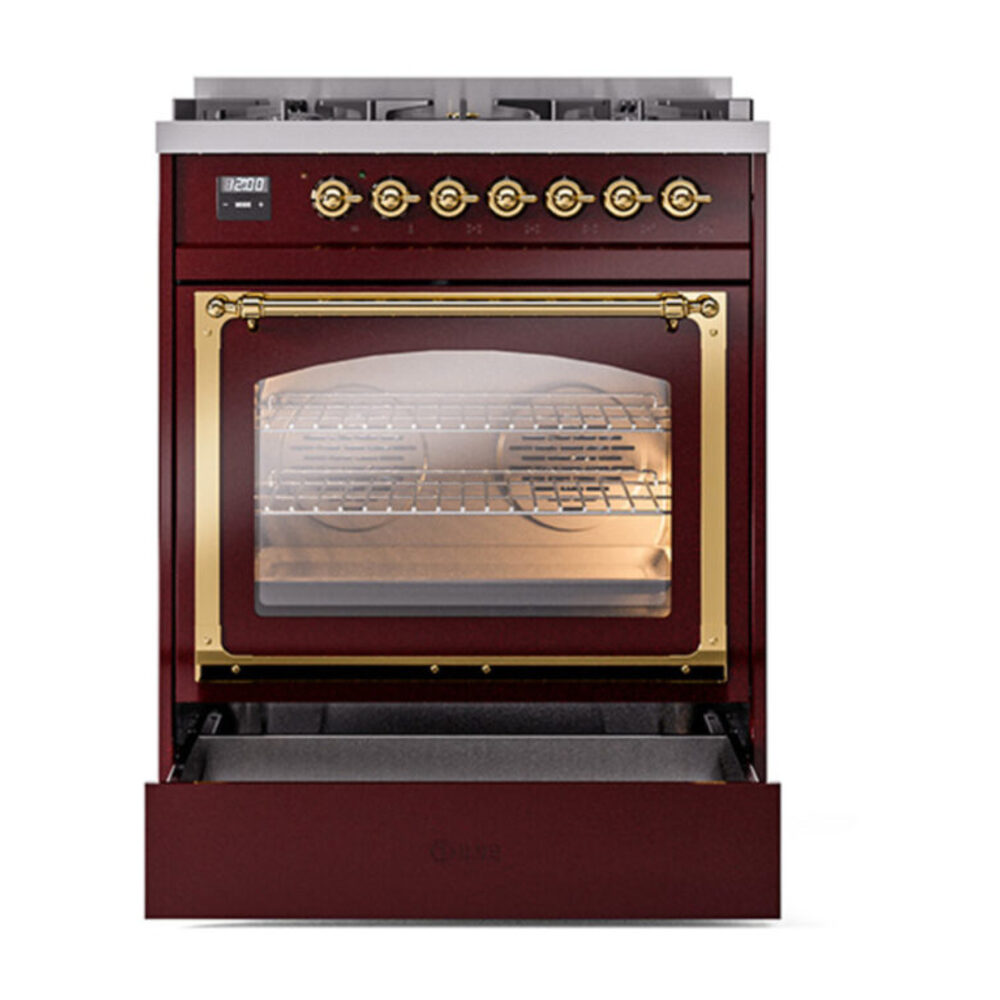 ILVE_UN30NMPBUG_Nostalgie_II_30"_Dual_Fuel_Range_drawer_opened