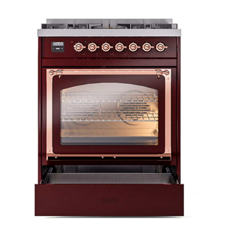 ILVE_UN30NMPBUP_Nostalgie_II_30"_Dual_Fuel_Range_drawer_opened