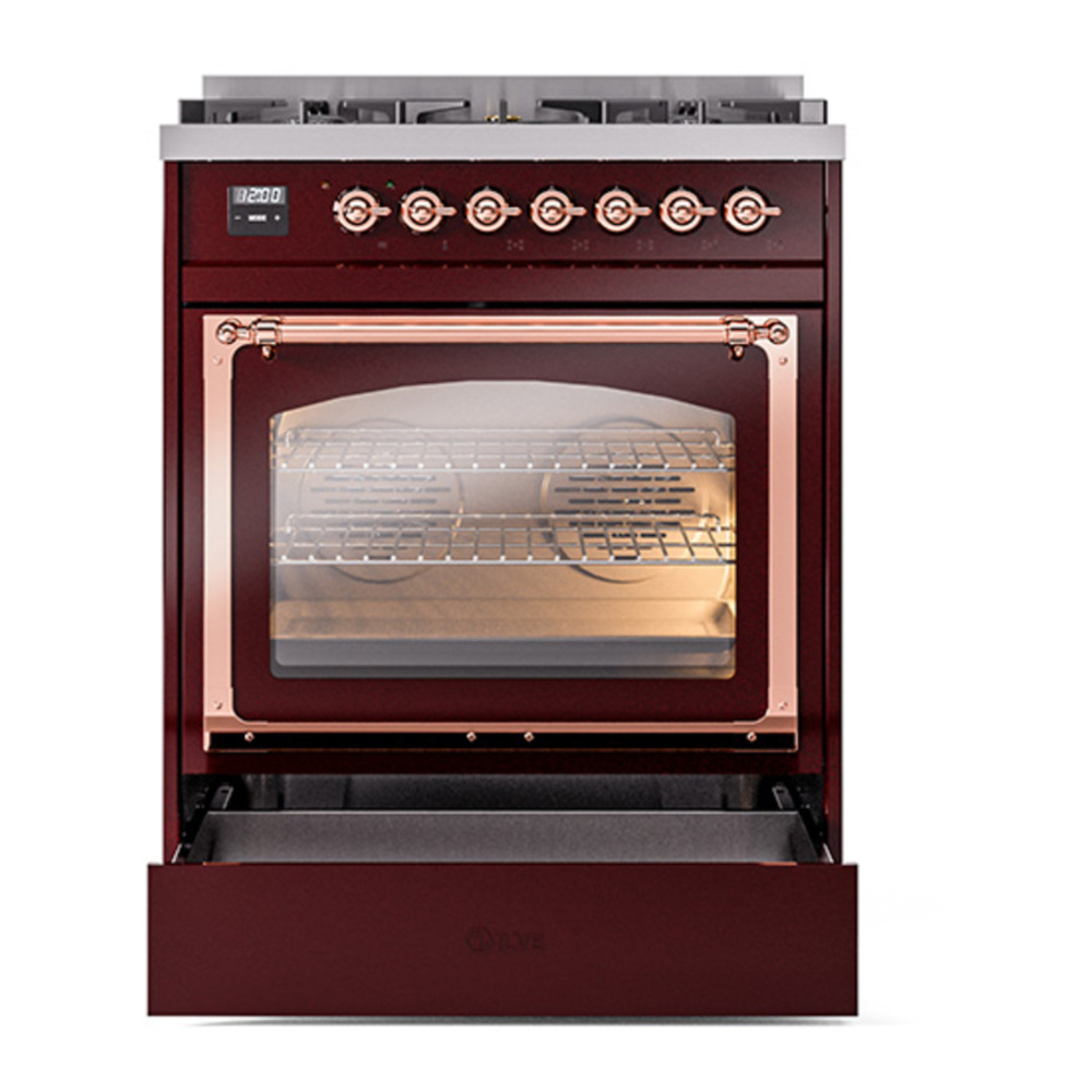 ILVE_UN30NMPBUP_Nostalgie_II_30"_Dual_Fuel_Range_drawer_opened