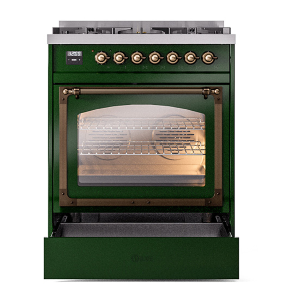 ILVE_UN30NMPEGB_Nostalgie_II_30"_Dual_Fuel_Range_oven_door_opened