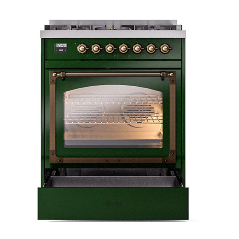 ILVE_UN30NMPEGB_Nostalgie_II_30"_Dual_Fuel_Range_drawer_opened