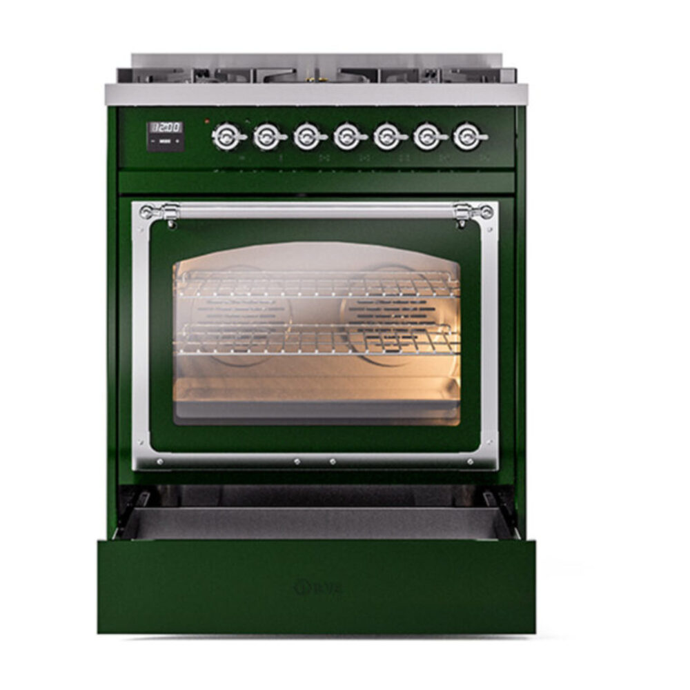 ILVE_UN30NMPEGCLP_Nostalgie_II_30"_Dual_Fuel_Range_drawer_opened