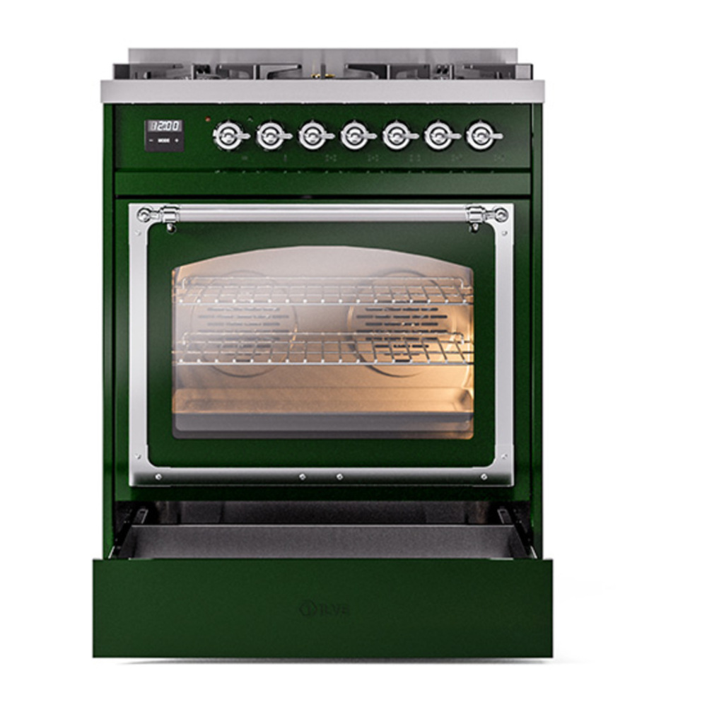 ILVE_UN30NMPEGC_Nostalgie_II_30"_Dual_Fuel_Range_drawer_opened