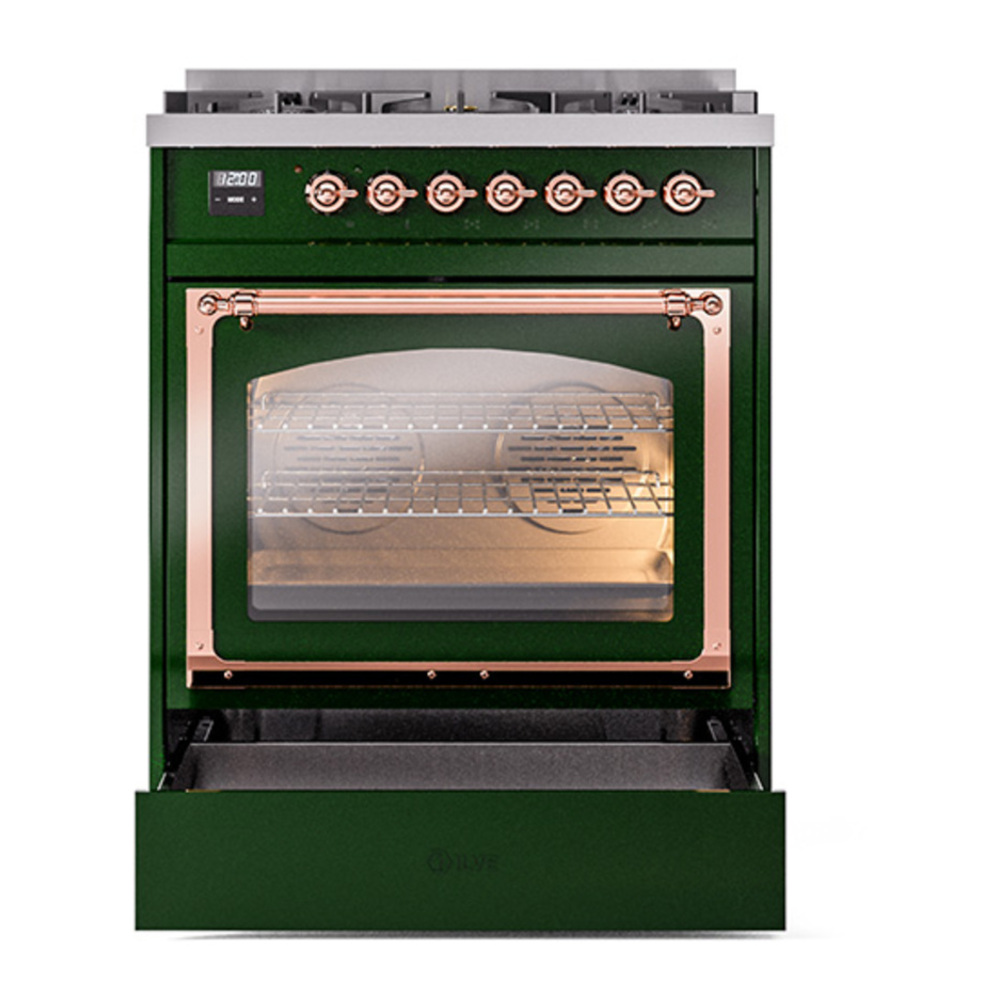 ILVE_UN30NMPEGPLP_Nostalgie_II_30"_Dual_Fuel_Range_drawer_opened