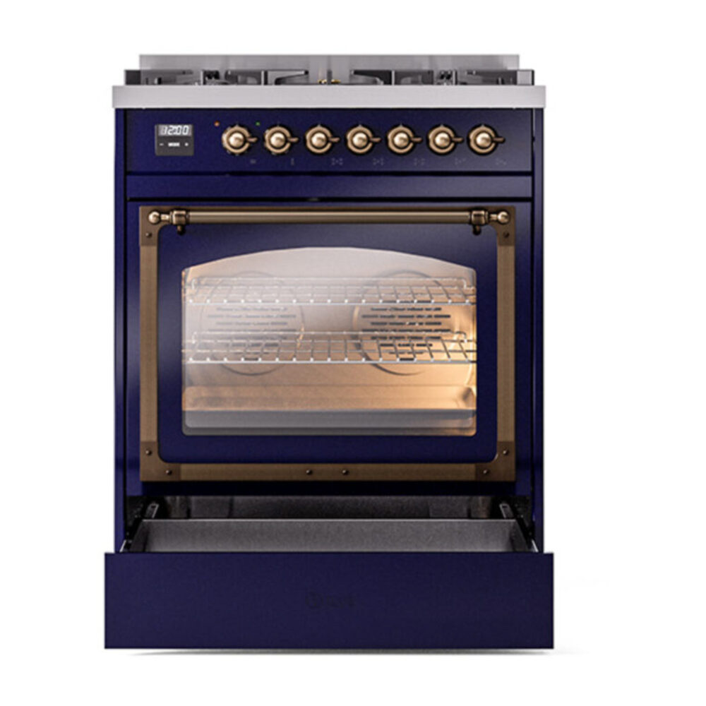 ILVE_UN30NMPMBB_Nostalgie_II_30"_Dual_Fuel_Range_drawer_opened