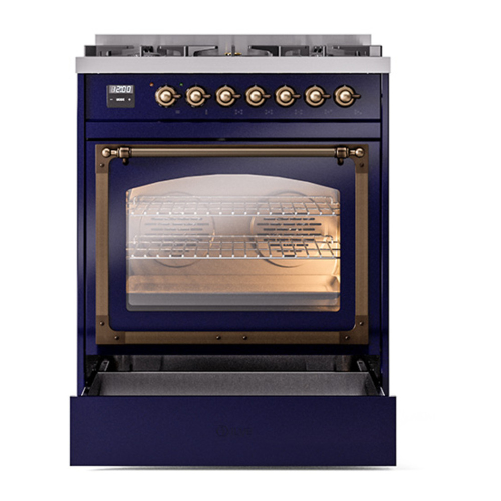 ILVE_UN30NMPMBB_Nostalgie_II_30"_Dual_Fuel_Range_drawer_opened