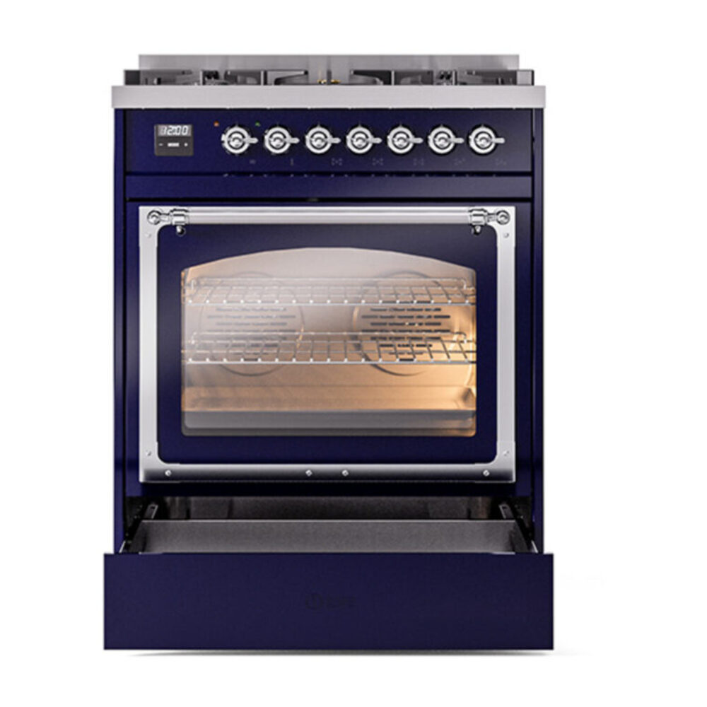 ILVE_UN30NMPMBC_Nostalgie_II_30"_Dual_Fuel_Range_drawer_opened