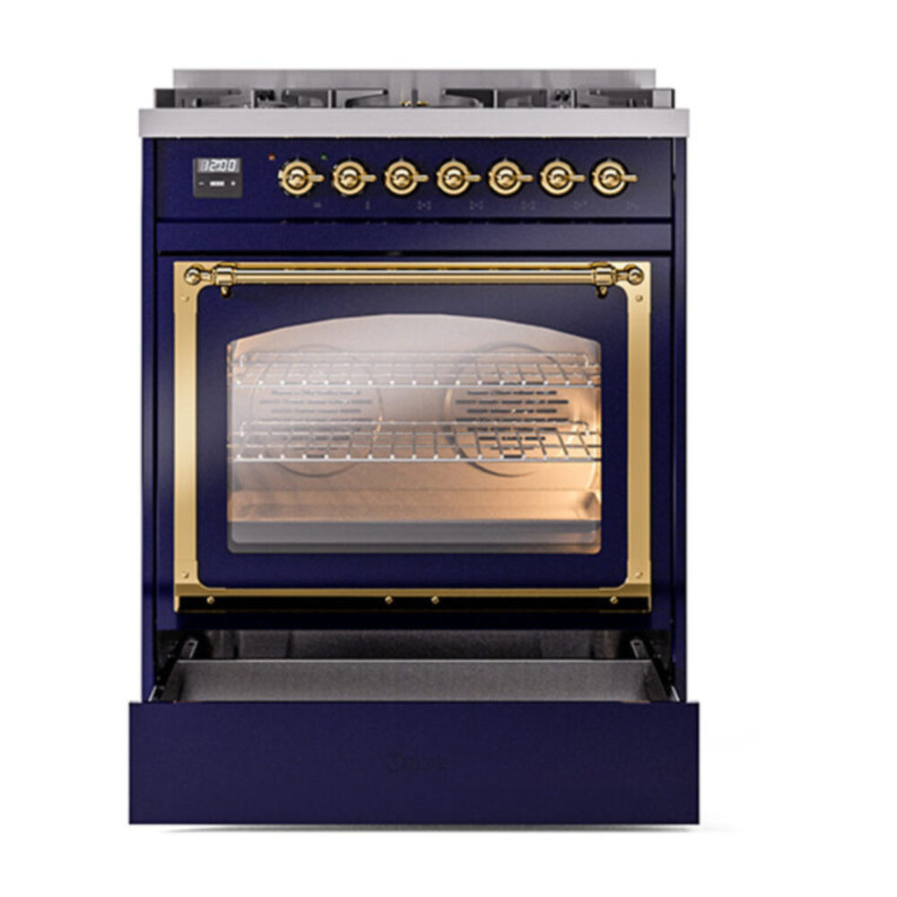 ILVE_UN30NMPMBG_Nostalgie_II_30"_Dual_Fuel_Range_drawer_opened