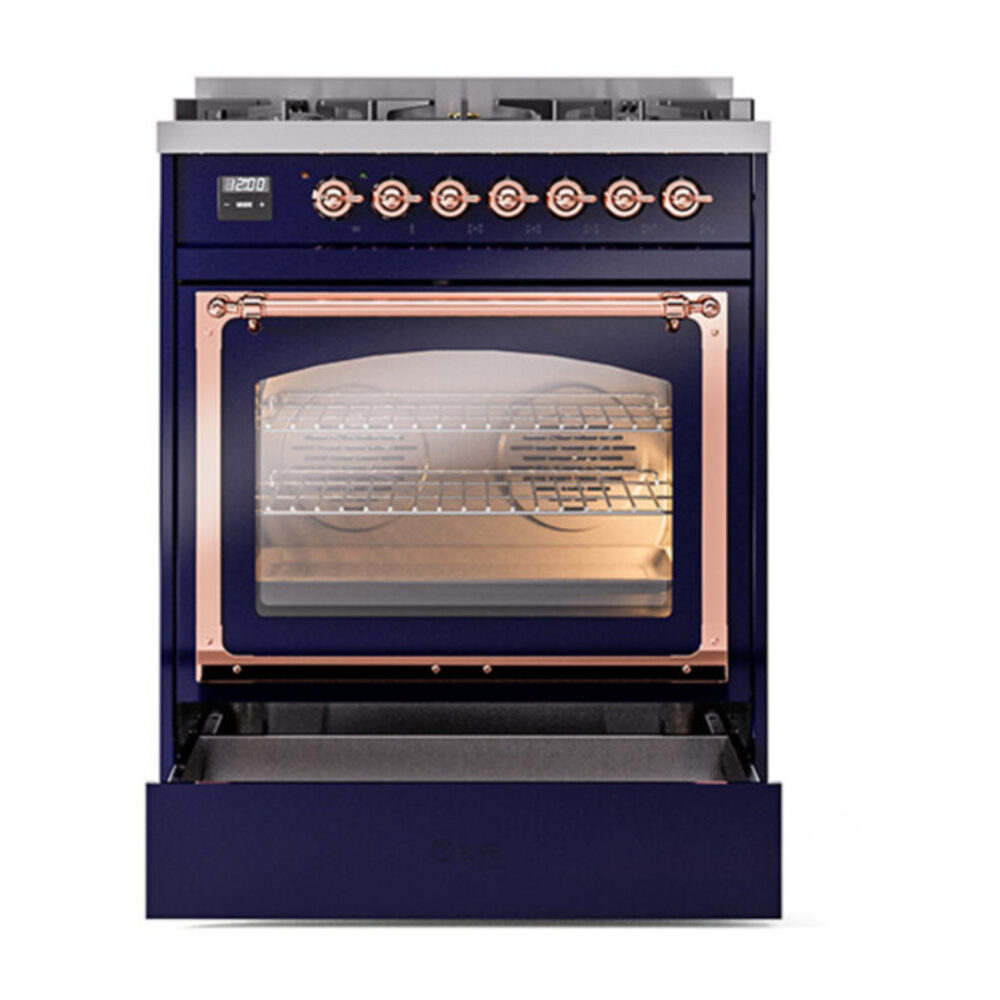ILVE_UN30NMPMBPLP_Nostalgie_II_30"_Dual_Fuel_Range_drawer_opened