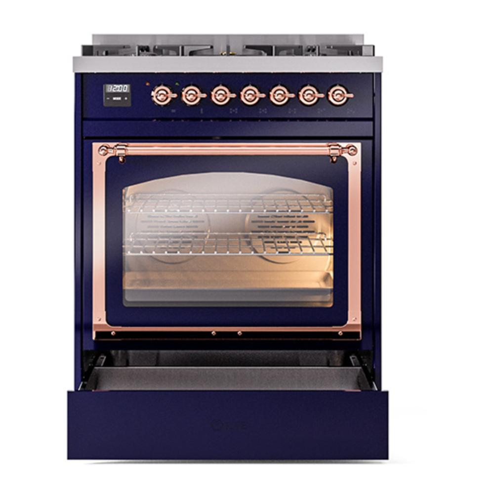 ILVE_UN30NMPMBP_Nostalgie_II_30"_Dual_Fuel_Range_drawer_opened