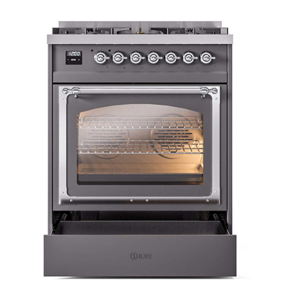ILVE_UN30NMPMGC_Nostalgie_II_30"_Dual_Fuel_Range_drawer_opened