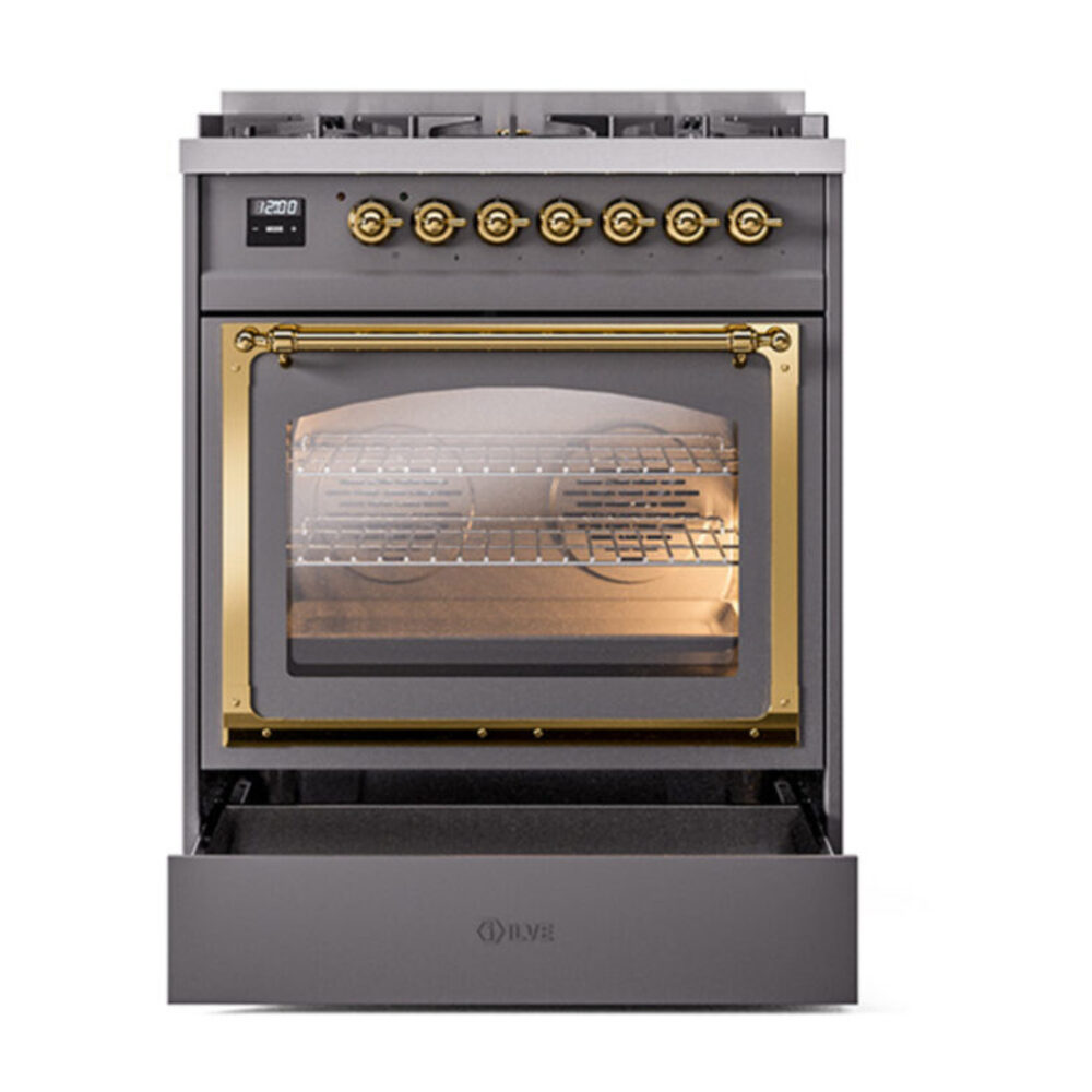 ILVE_UN30NMPMGGLP_Nostalgie_II_30"_Dual_Fuel_Range_drawer_opened