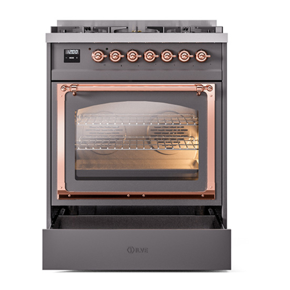 ILVE_UN30NMPMGPLP_Nostalgie_II_30"_Dual_Fuel_Range_drawer_opened