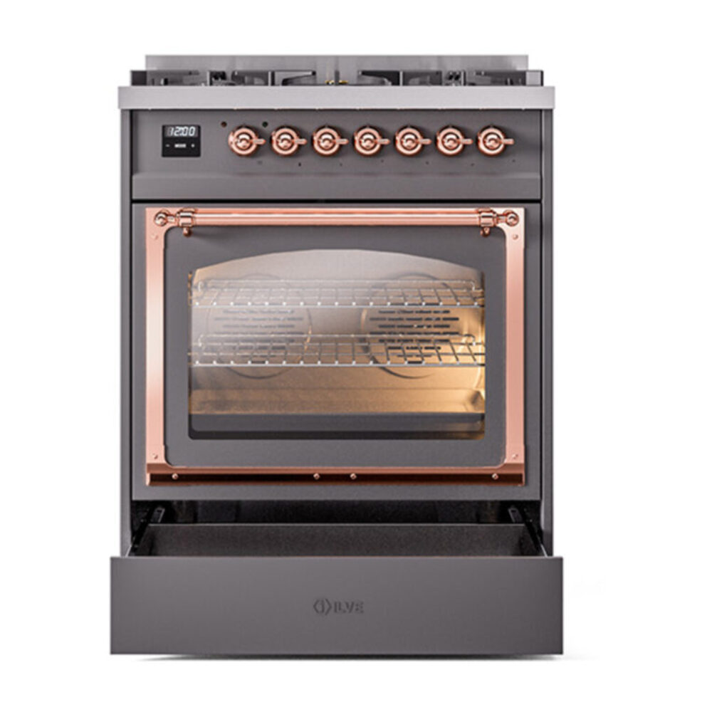 ILVE_UN30NMPMGP_Nostalgie_II_30"_Dual_Fuel_Range_drawer_opened