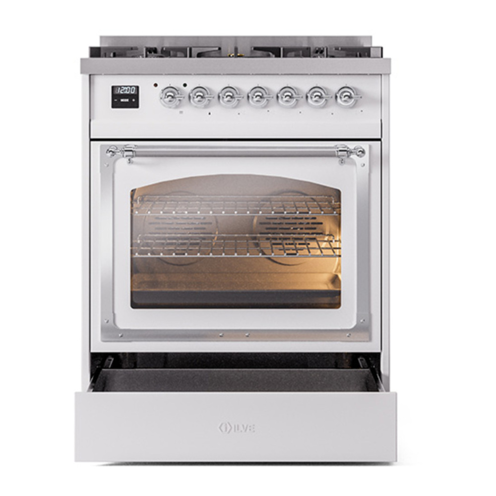 ILVE_UN30NMPRAC_Nostalgie_II_30"_Dual_Fuel_Range_drawer_opened