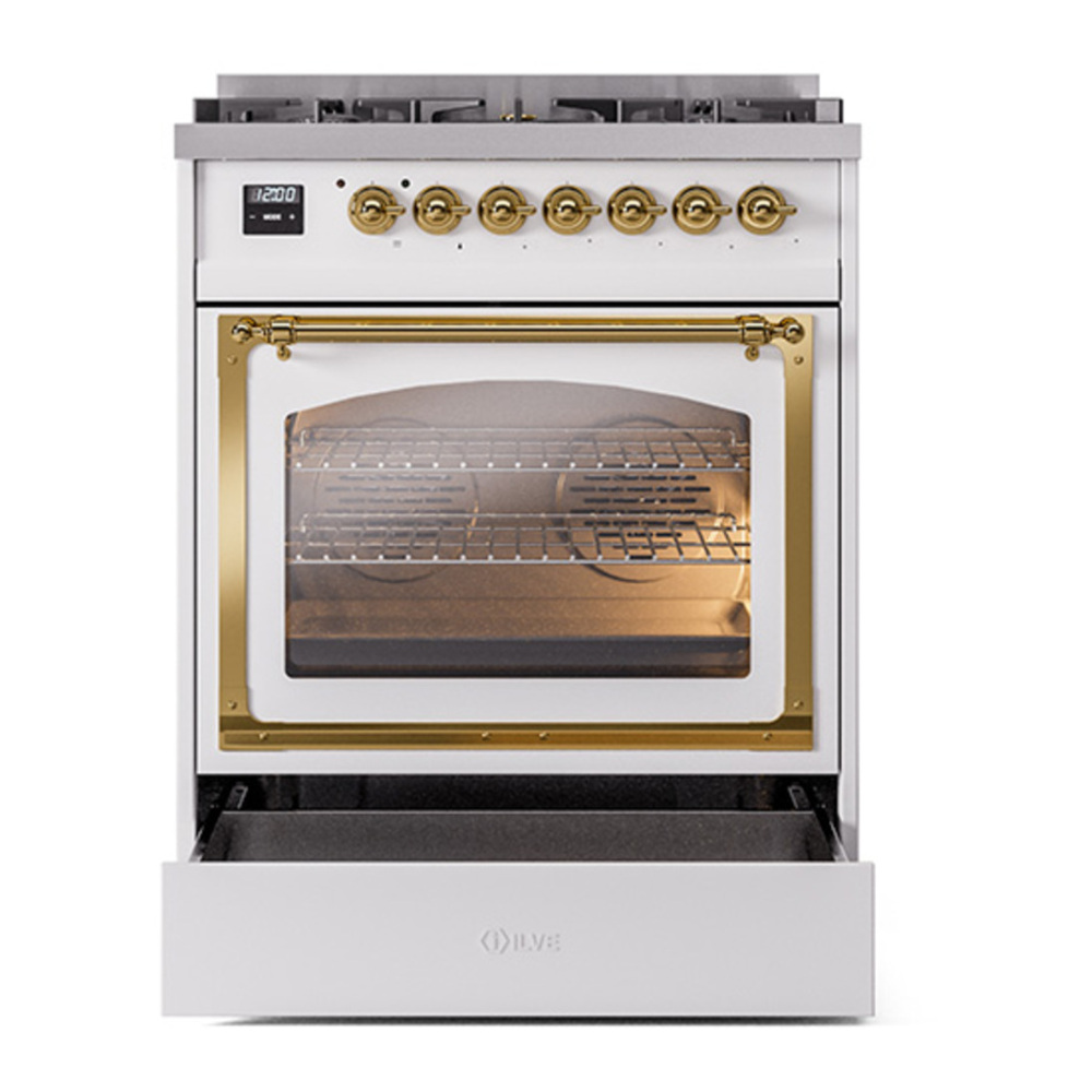 ILVE_UN30NMPRAG_Nostalgie_II_30"_Dual_Fuel_Range_drawer_opened