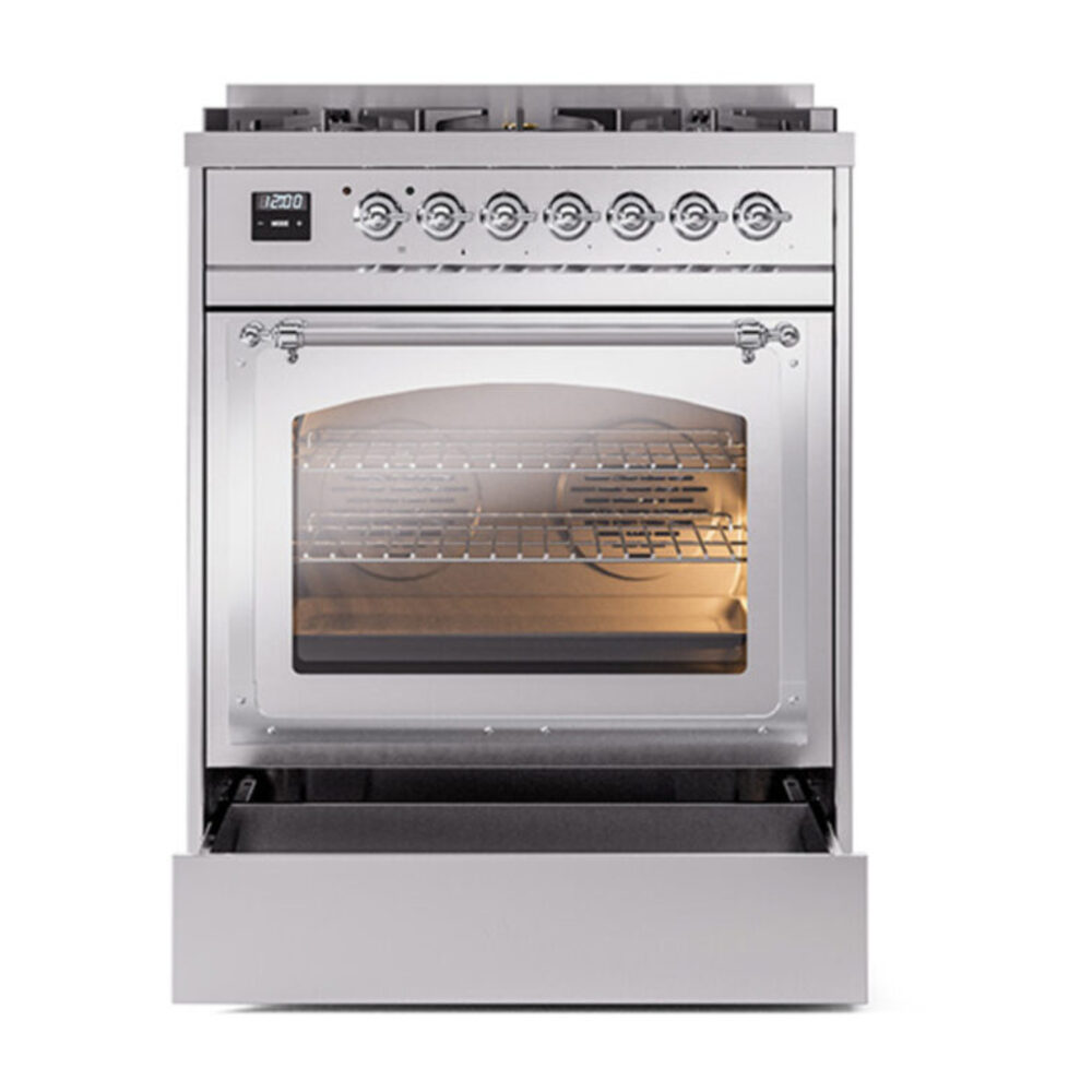 ILVE_UN30NMPSSCLP_Nostalgie_II_30"_Dual_Fuel_Range_drawer_opened