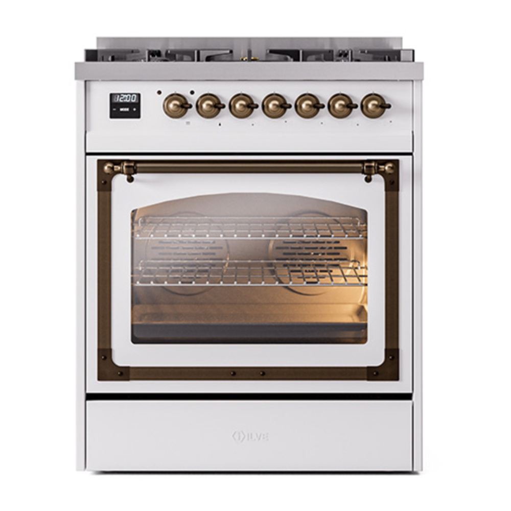 ILVE_UN30NMPWHBLP_Nostalgie_II_30"_Dual_Fuel_Range_front_view