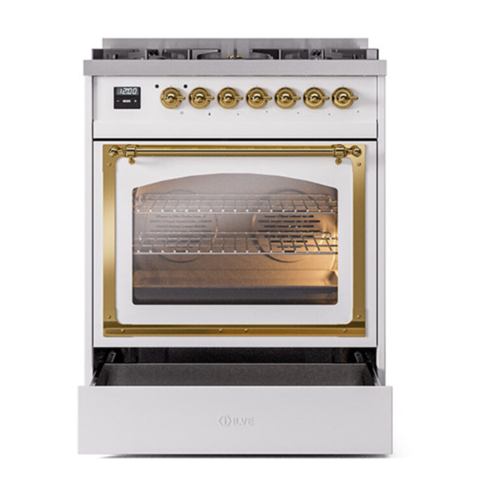 ILVE_UN30NMPWHGLP_Nostalgie_II_30"_Dual_Fuel_Range_drawer_opened