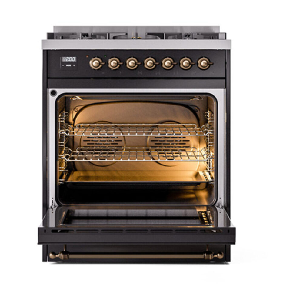 ILVE_UN30QNMPBKB_Nostalgie_II_30"_Dual_Fuel_Range_oven_door_opened