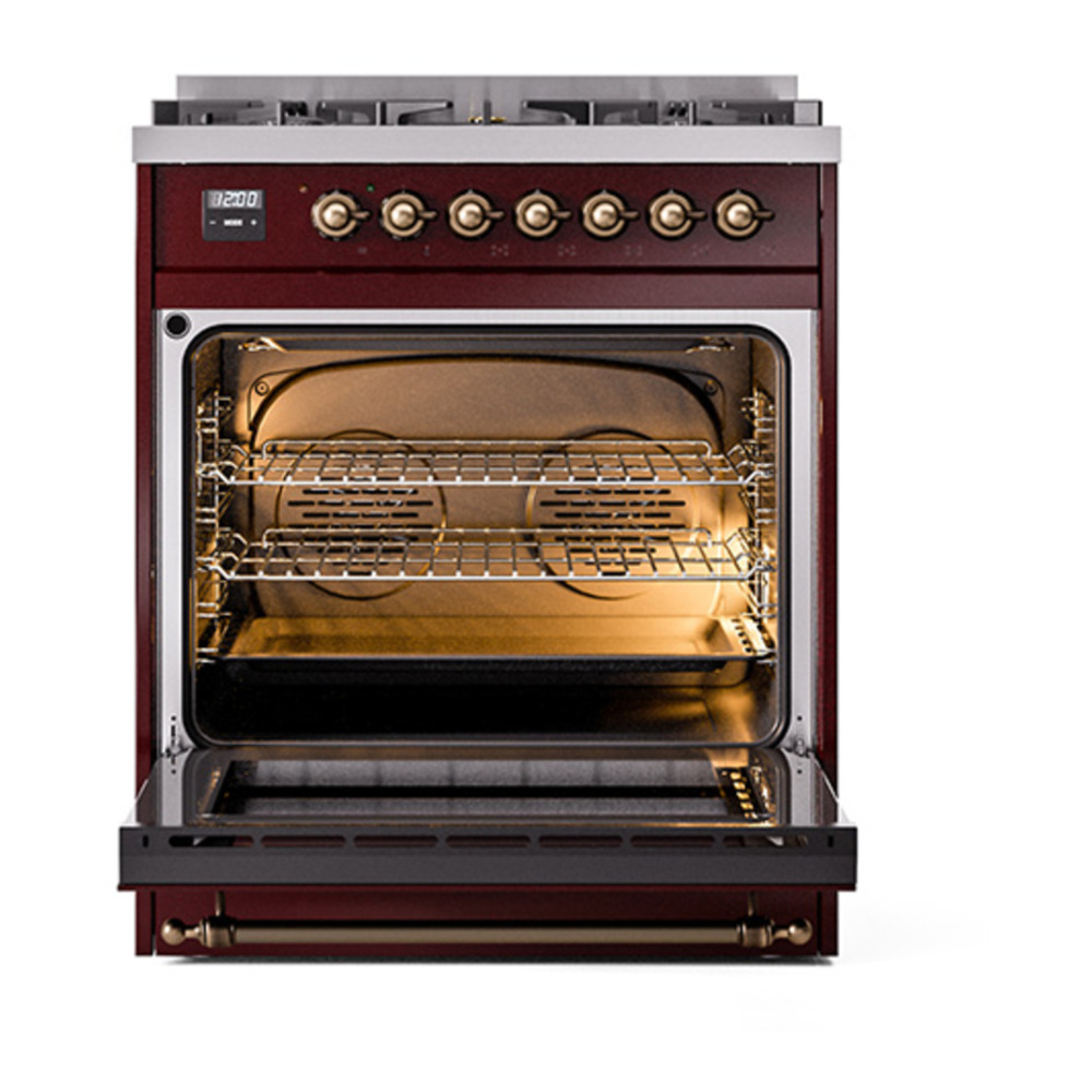 ILVE_UN30QNMPBUB_Nostalgie_II_30"_Dual_Fuel_Range_oven_door_opened