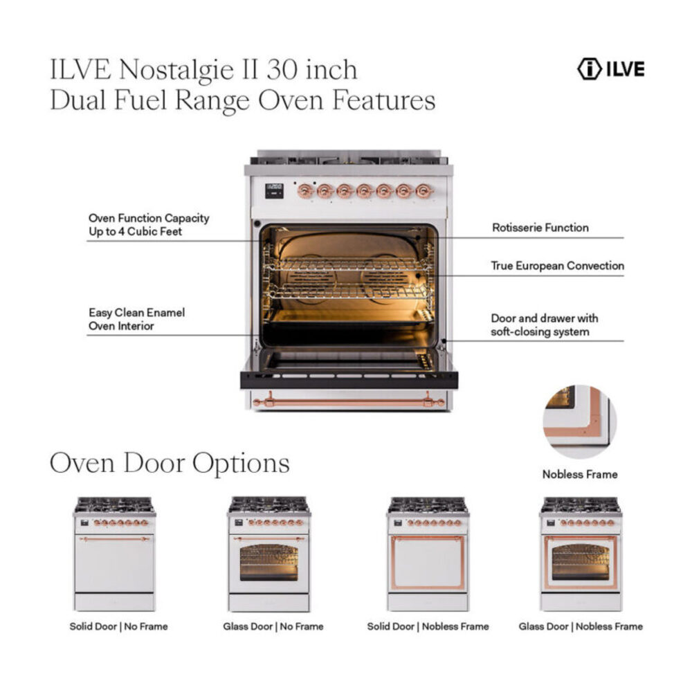 ILVE UN30NMP Nostalgie II Noblesse 30 inch Dual Fuel Range with 5 Burners