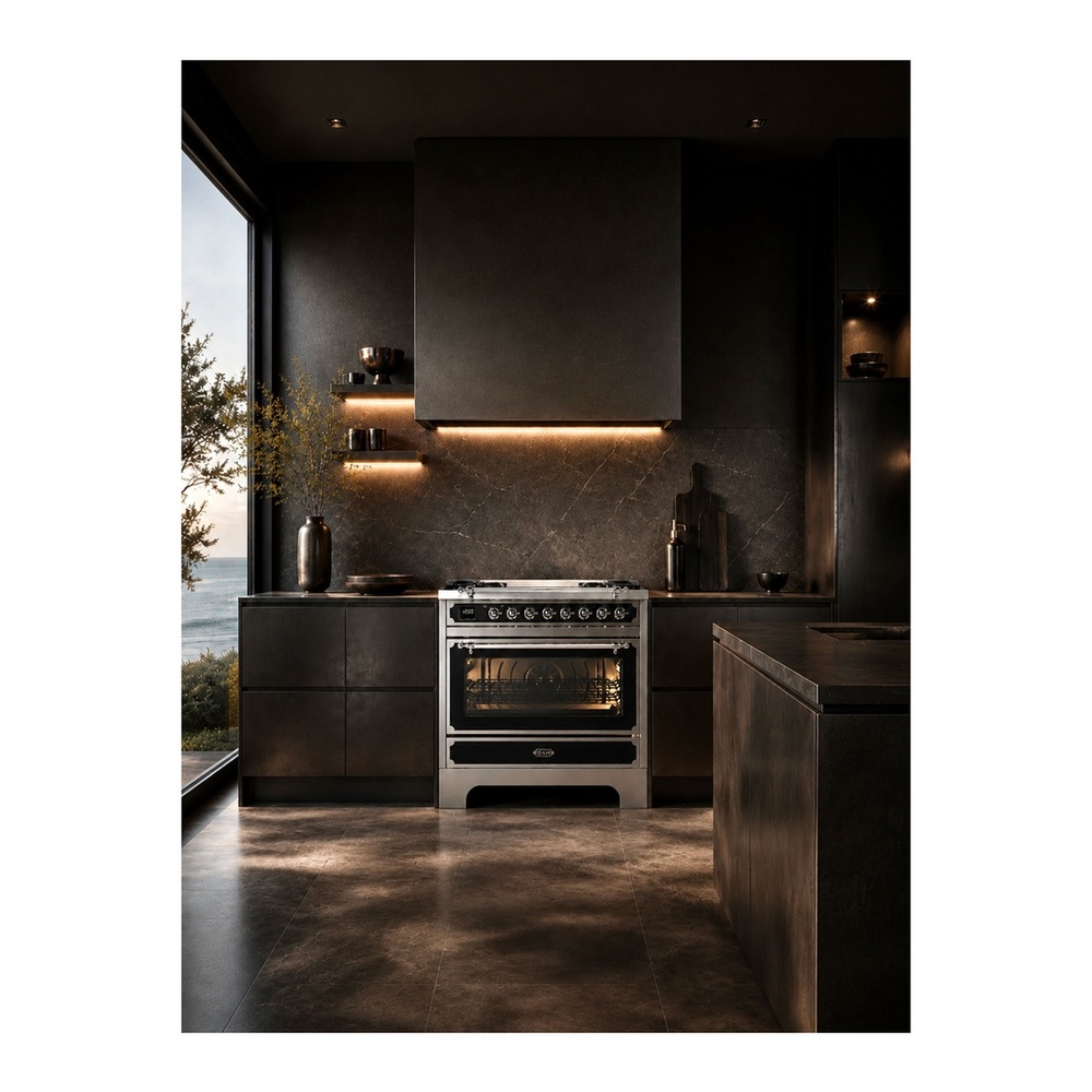 ILVE UN361FWMPMGC Decor 36 Inch Dual Fuel Range with 4 Gas Burners and Griddle, Dual Ring Burner up to 25,000 BTU, 4 cu. ft. Multi-Function Electric Oven (Graphite Matte) 4 ILVE UN361FWMPMGC lifestyle