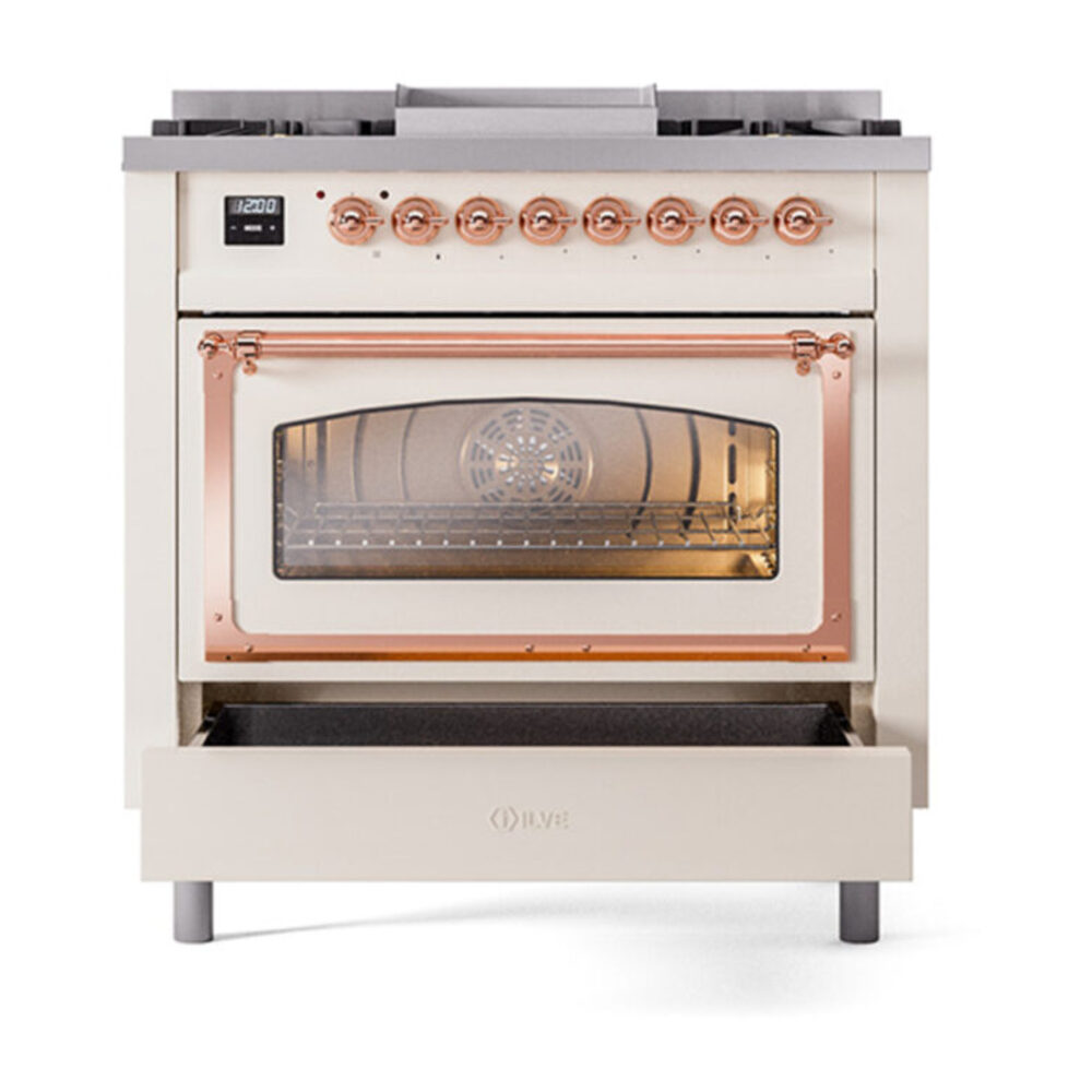 ILVE_UN36FNMPAWP_Nostalgie_II_30"_Dual_Fuel_Range_drawer_opened