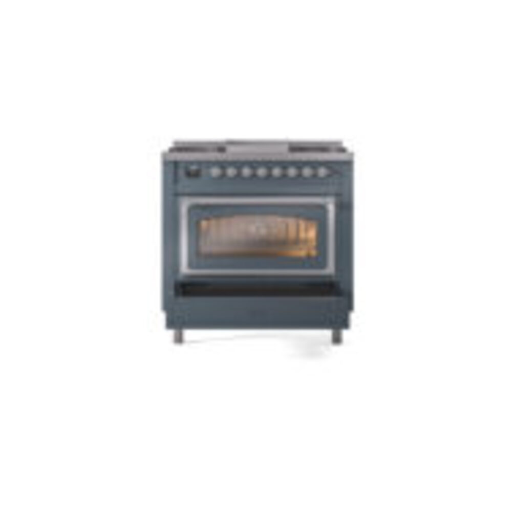 ILVE_UN36FNMPBGCLP_Nostalgie_II_30"_Dual_Fuel_Range_drawer_opened