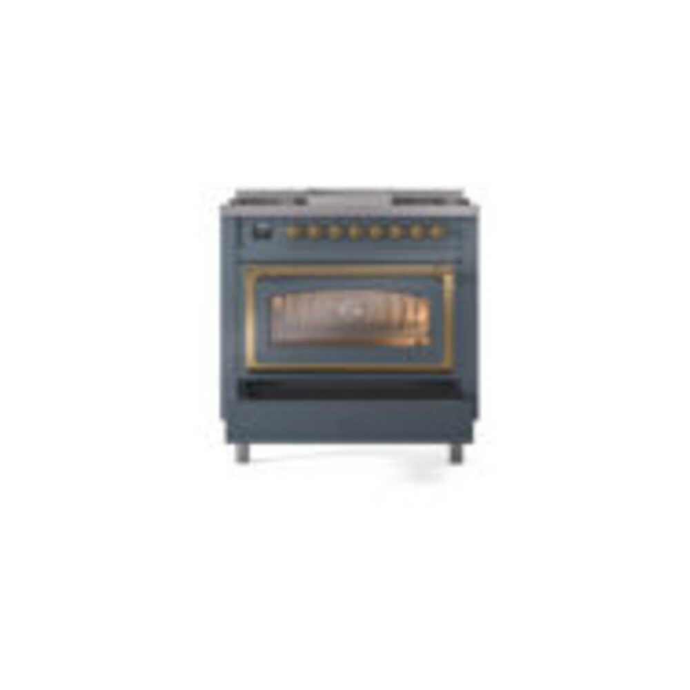 ILVE_UN36FNMPBGGLP_Nostalgie_II_30"_Dual_Fuel_Range_drawer_opened