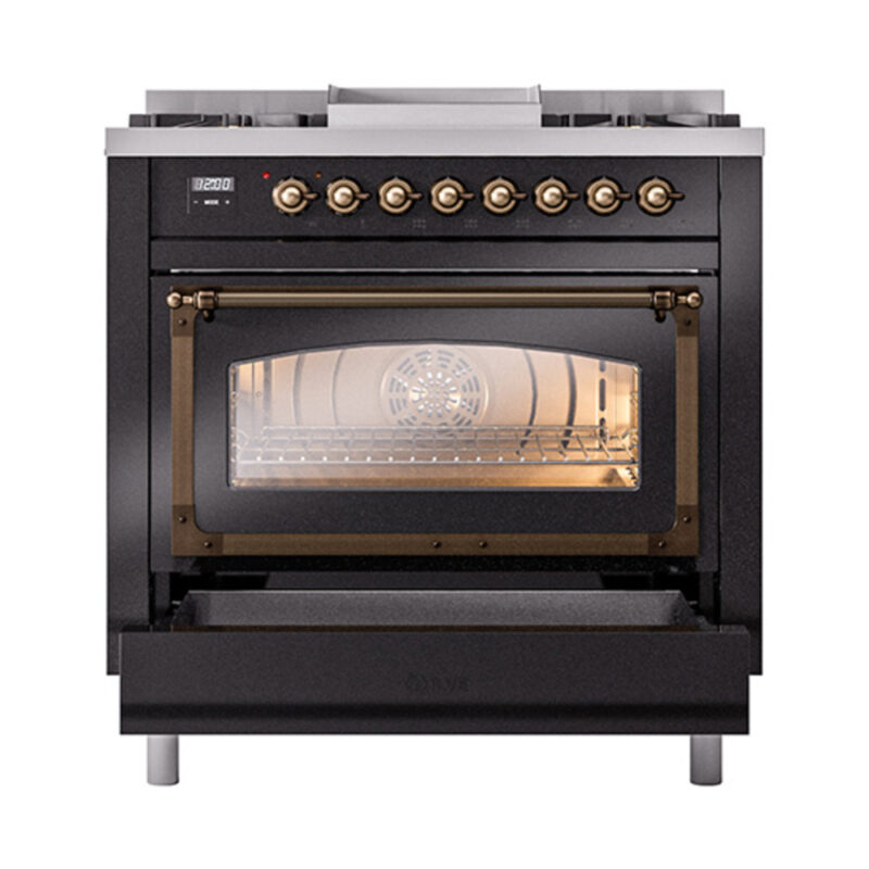 ILVE_UN36FNMPBKB_Nostalgie_II_30"_Dual_Fuel_Range_drawer_opened