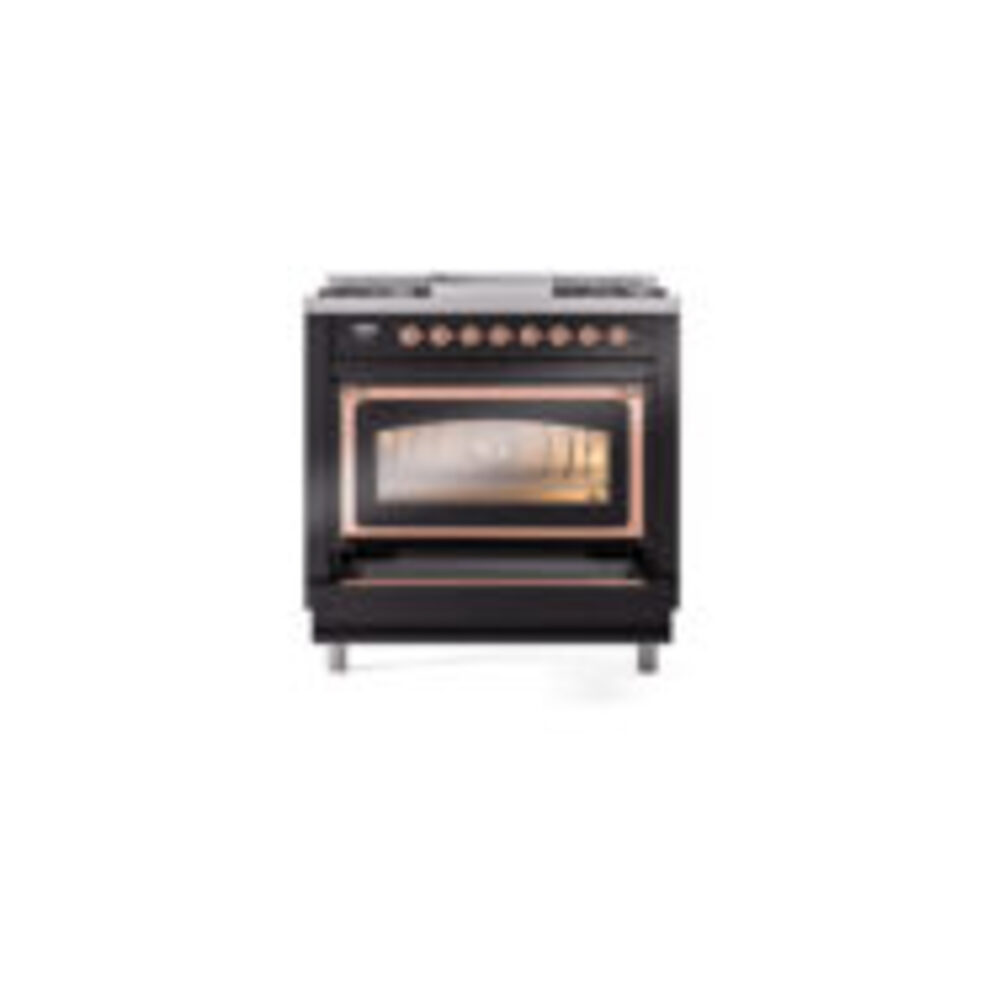 ILVE_UN36FNMPBKPLP_Nostalgie_II_30"_Dual_Fuel_Range_drawer_opened