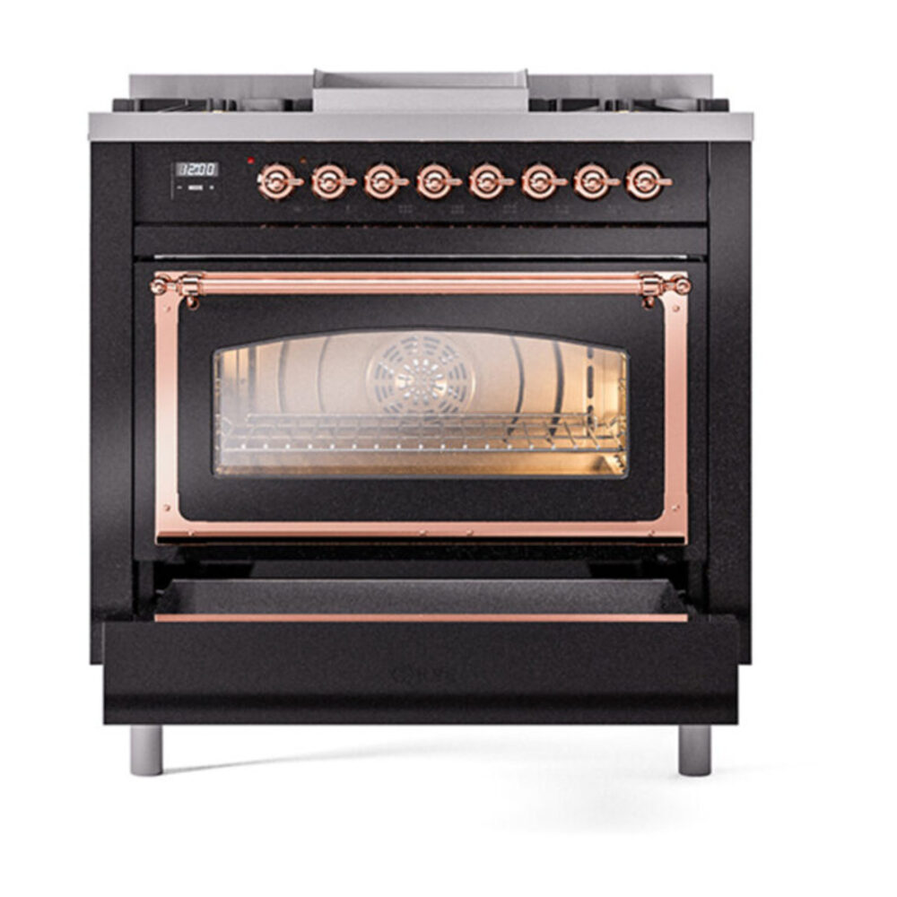 ILVE_UN36FNMPBKP_Nostalgie_II_30"_Dual_Fuel_Range_drawer_opened