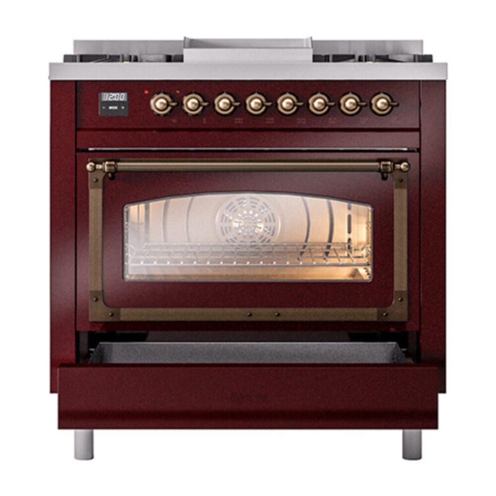 ILVE_UN36FNMPBUB_Nostalgie_II_30"_Dual_Fuel_Range_drawer_opened