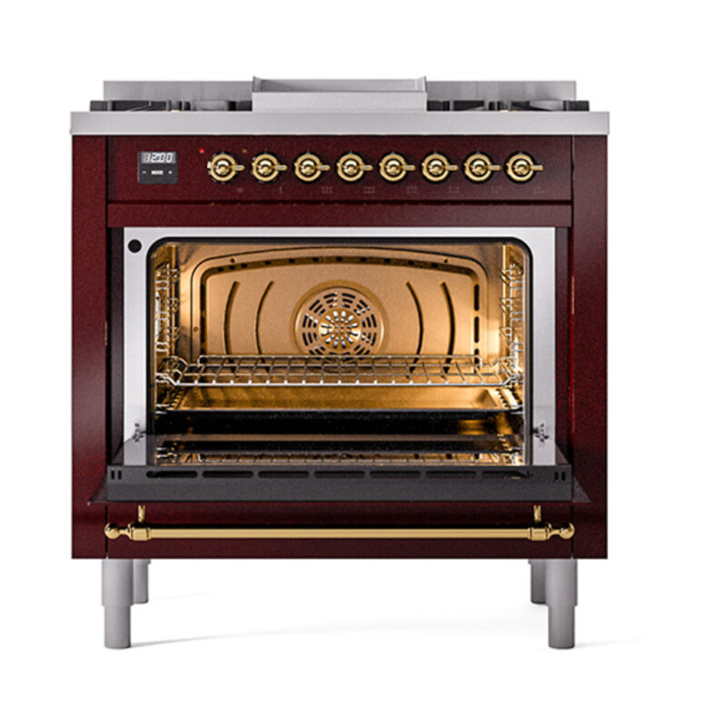 ILVE_UN36FNMPBUG_Nostalgie_II_30"_Dual_Fuel_Range_oven_door_opened
