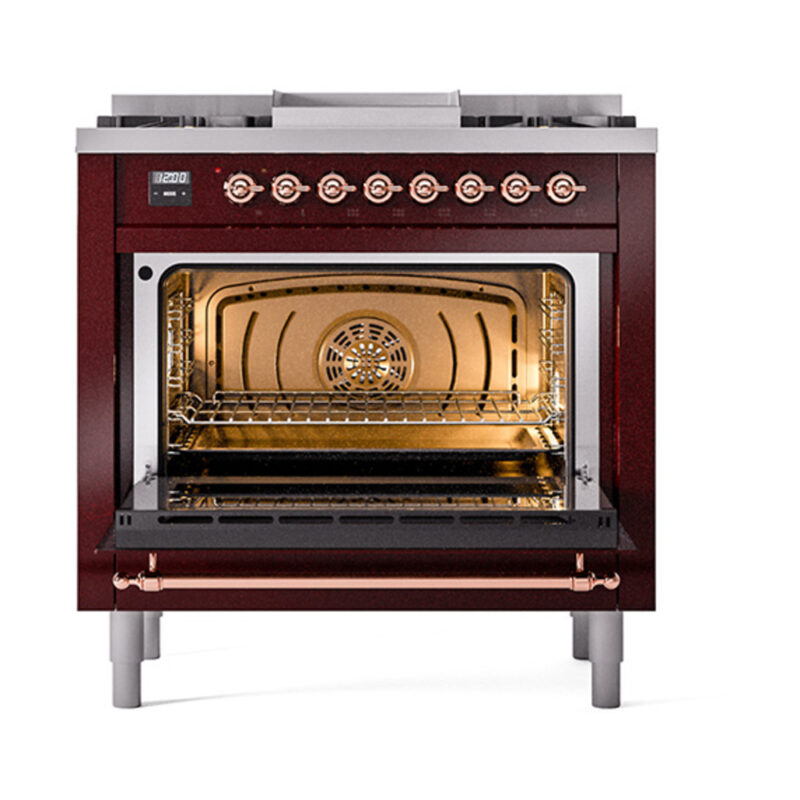 ILVE_UN36FNMPBUPLP_Nostalgie_II_30"_Dual_Fuel_Range_oven_door_opened