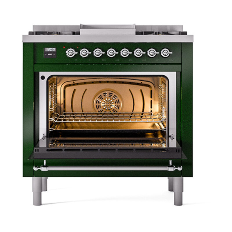 ILVE_UN36FNMPEGCLP_Nostalgie_II_30"_Dual_Fuel_Range_oven_door_opened
