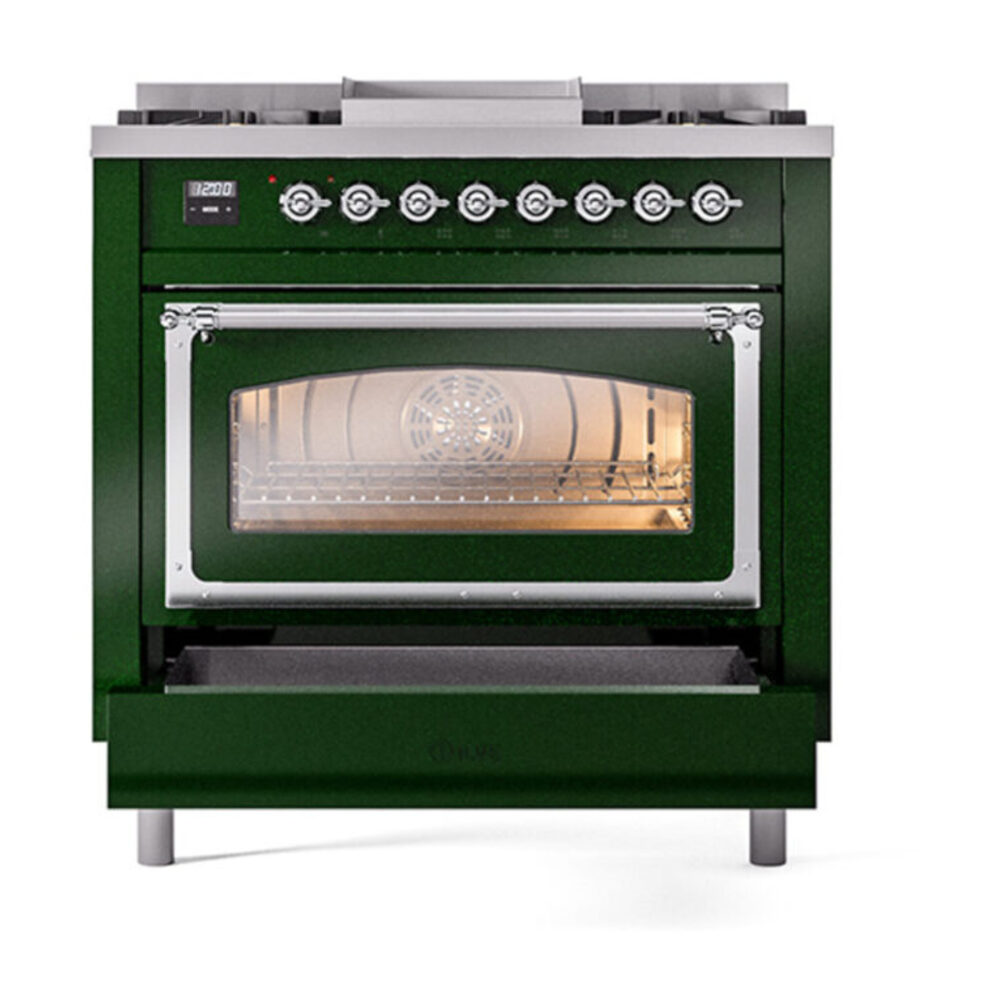 ILVE_UN36FNMPEGC_Nostalgie_II_30"_Dual_Fuel_Range_drawer_opened