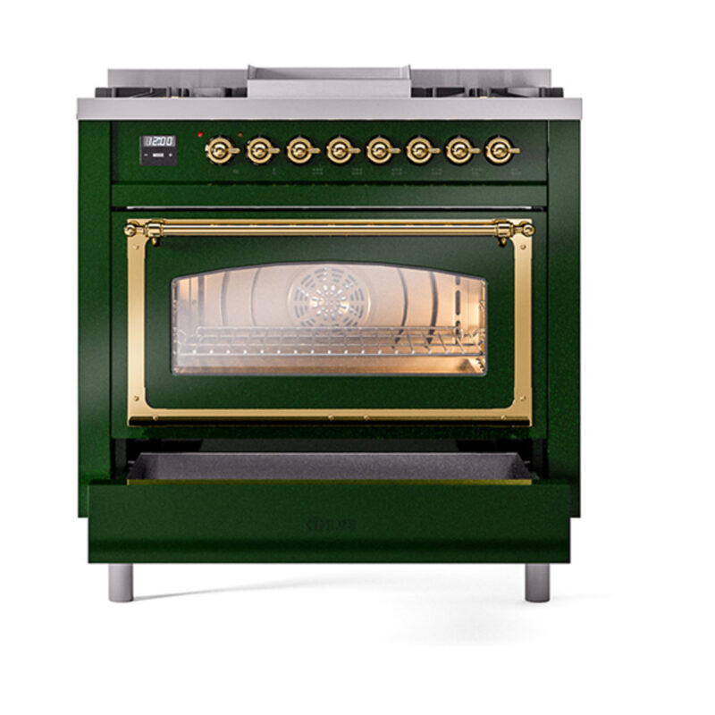 ILVE_UN36FNMPEGGLP_Nostalgie_II_30"_Dual_Fuel_Range_drawer_opened