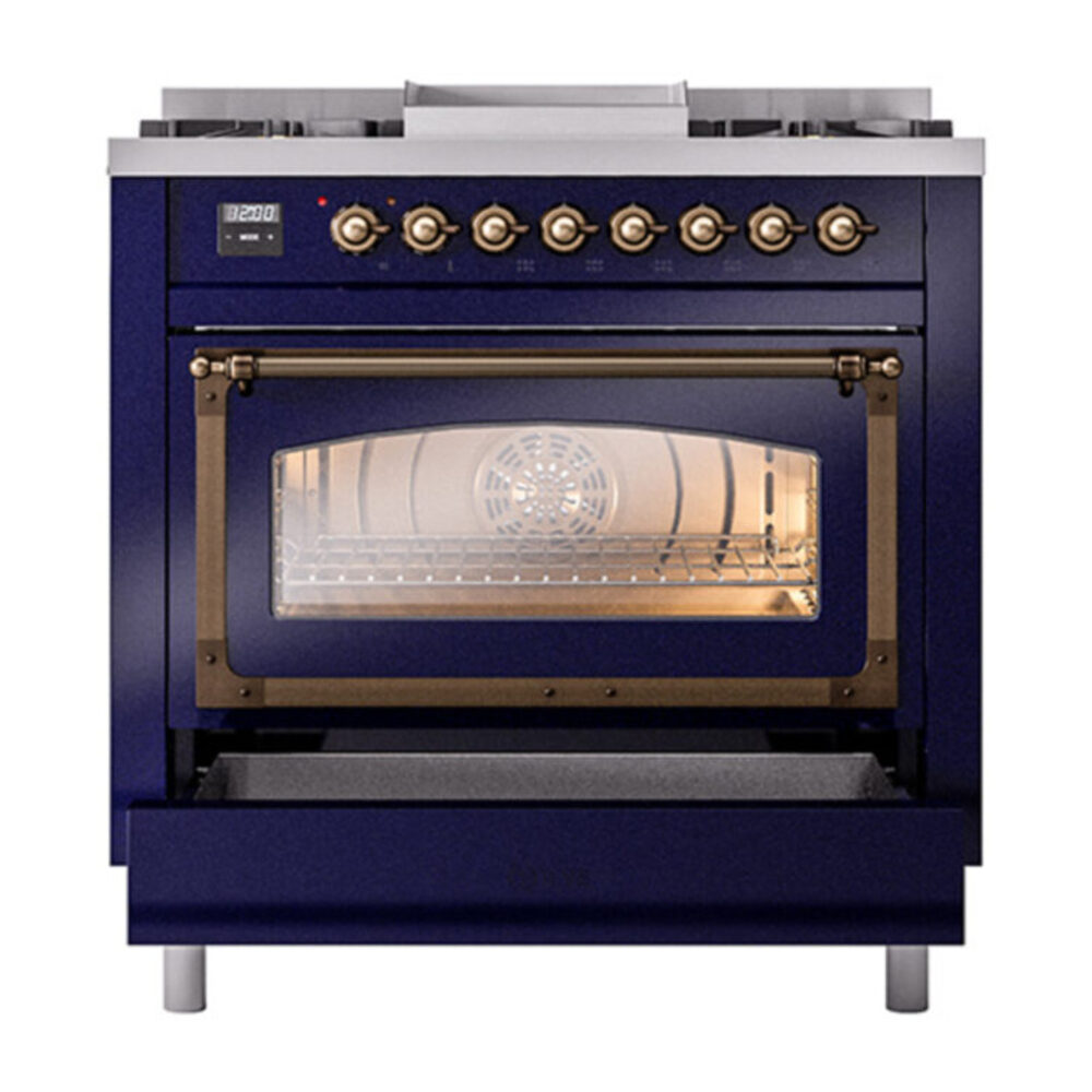 ILVE_UN36FNMPMBBLP_Nostalgie_II_30"_Dual_Fuel_Range_drawer_opened