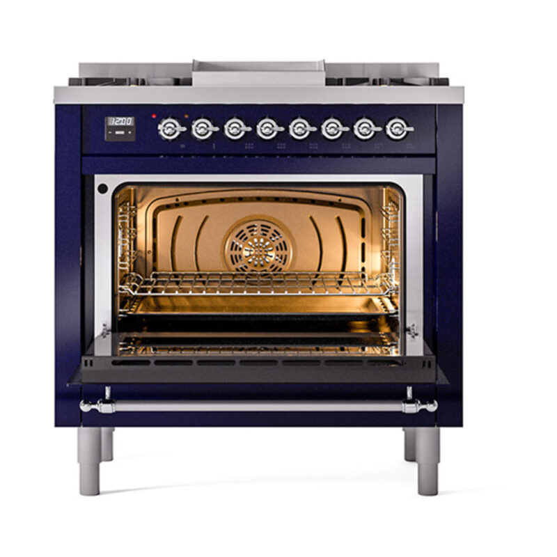 ILVE_UN36FNMPMBC_Nostalgie_II_30"_Dual_Fuel_Range_oven_door_opened